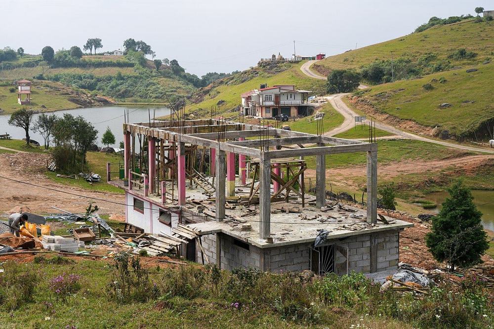 RCC frame of a building under construction in India